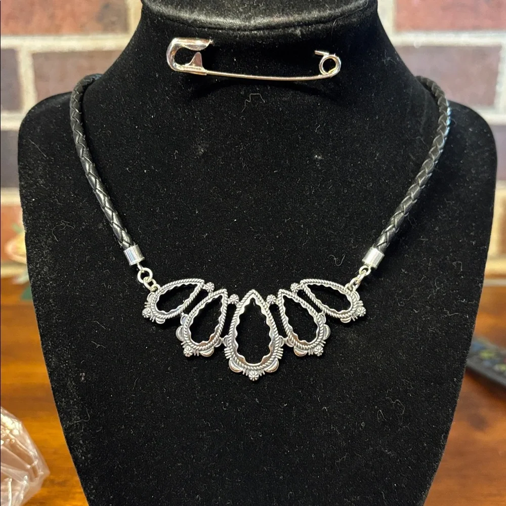 Carolyn Pollack Sterling Silver Pendant Necklace with Black Cord American West